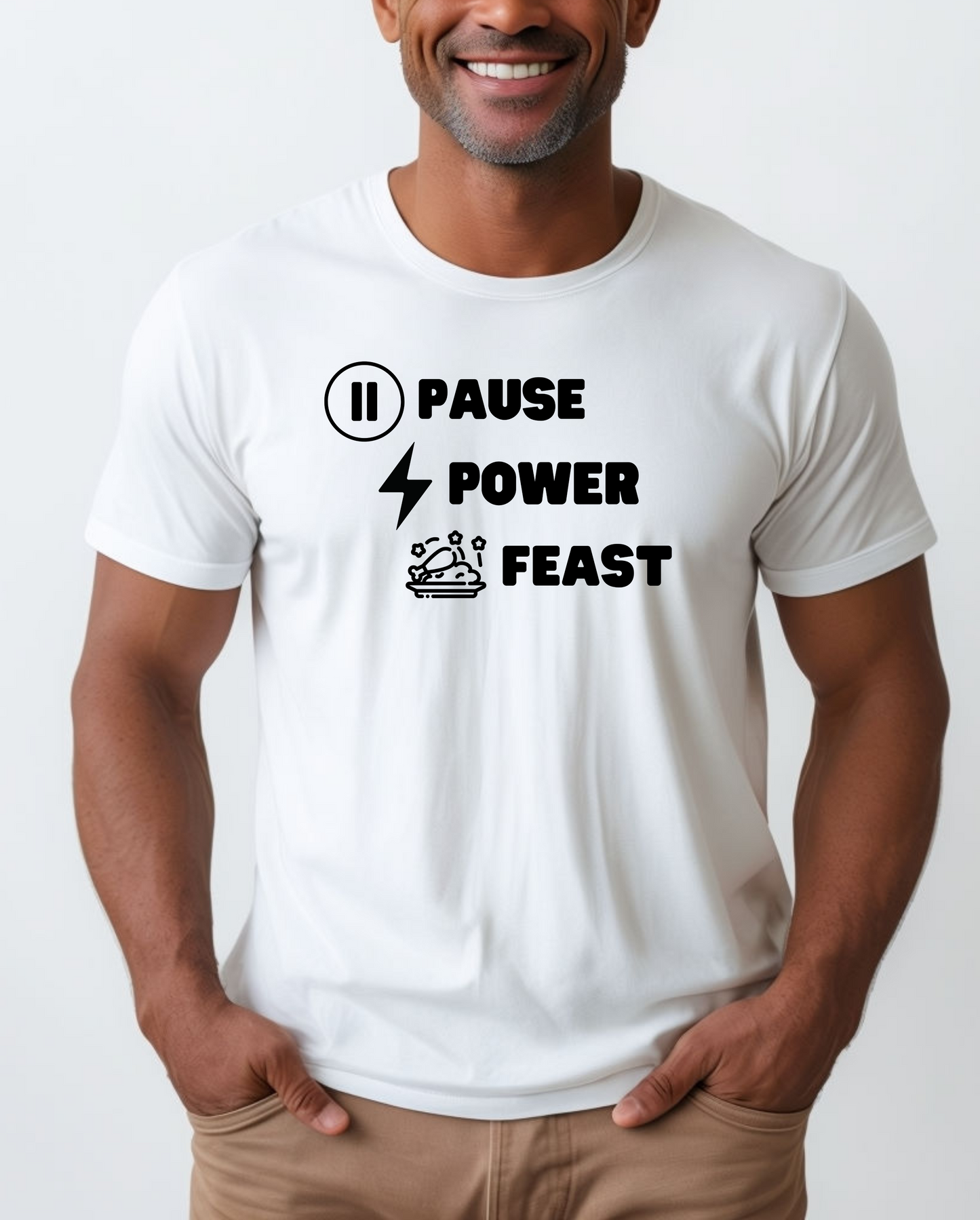 Pause. Power. Feast- Unisex Heavy Cotton Tee