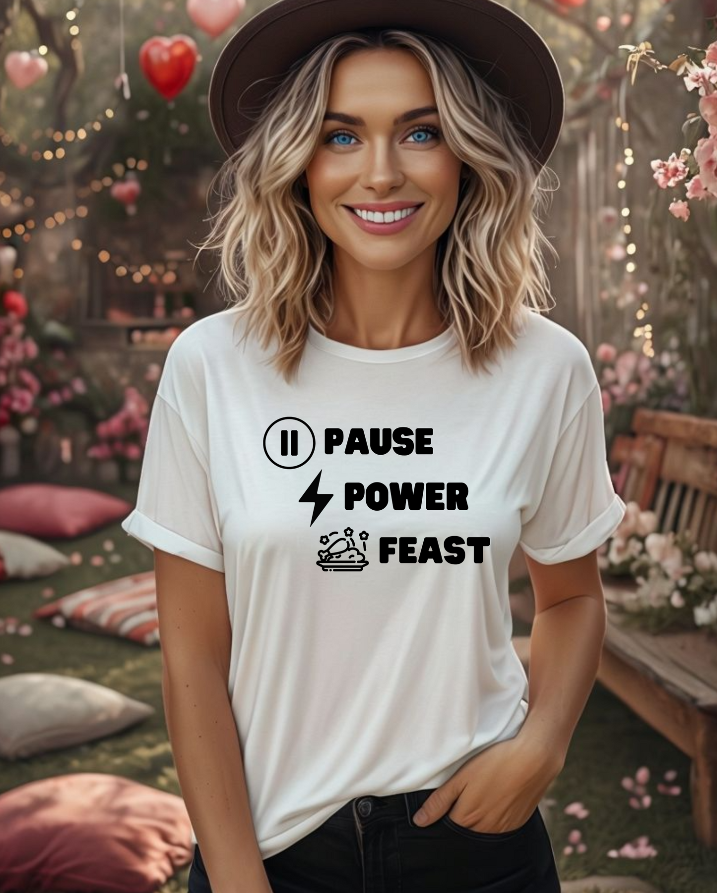 Pause. Power. Feast- Unisex Heavy Cotton Tee